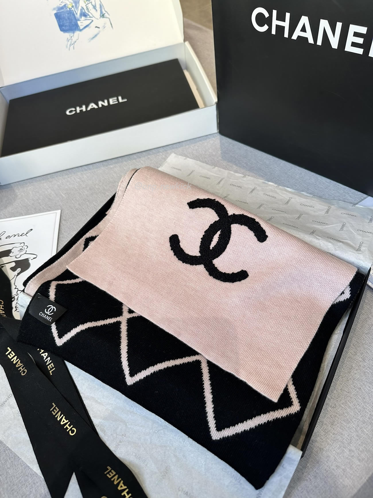 Chanel 2024 New 24b Cashmere Knitted Scarf 30x180cm (6) - newkick.cc